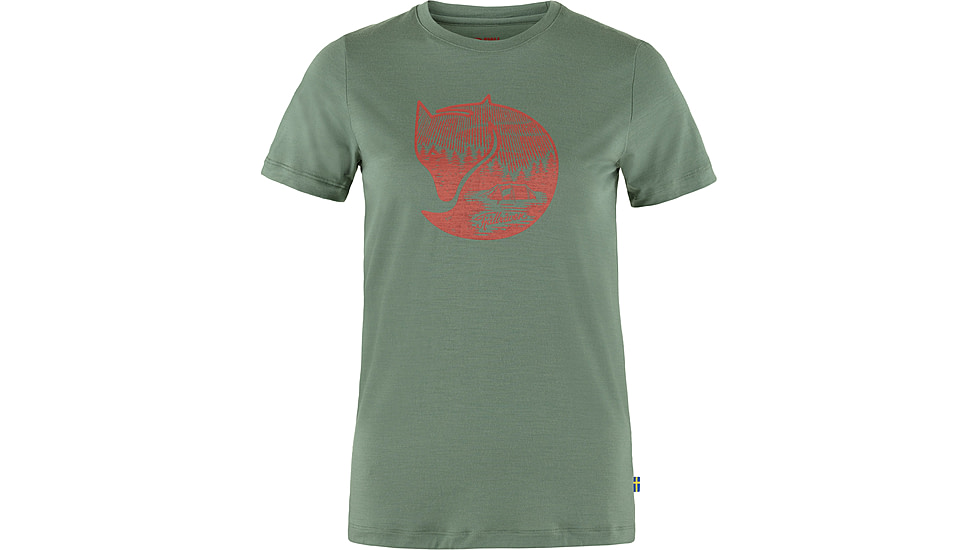Fjallraven Abisko Wool Fox Short Sleeve - Womens, Patina Green/Terracotta Brown, Medium, F84118-614-243-M