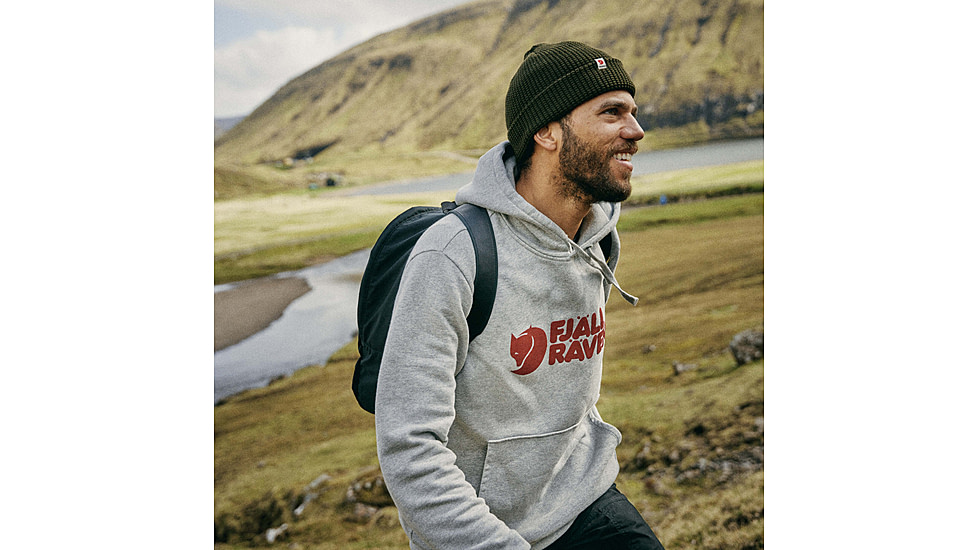 Fjallraven Logo Hoodie - Mens, Grey-Melange, Large, F84144-020-999-L