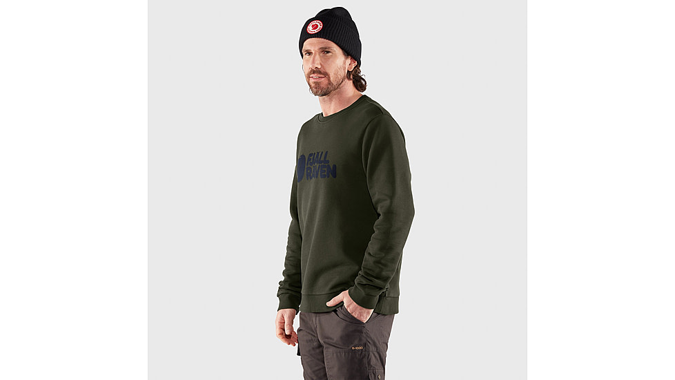 Fjallraven Logo Sweater - Mens, Deep Forest, Medium, F84142-662-M