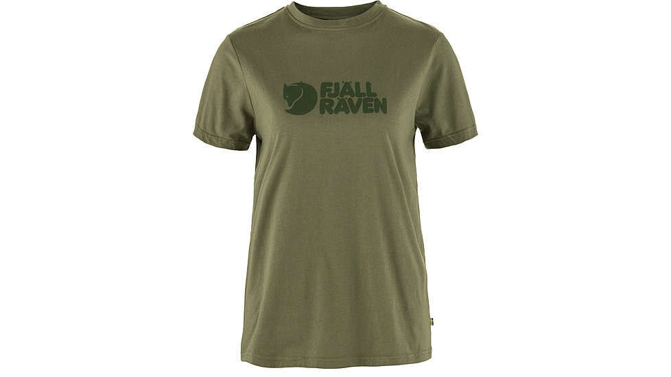 Fjallraven Logo Tee - Womens, Green, Large, F87146-620-L