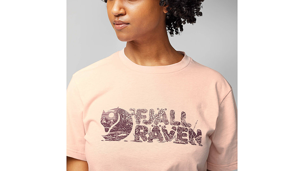 Fjallraven Lush Logo T-Shirt - Womens, Chalk Rose, Extra Large, F14600165-302-XL