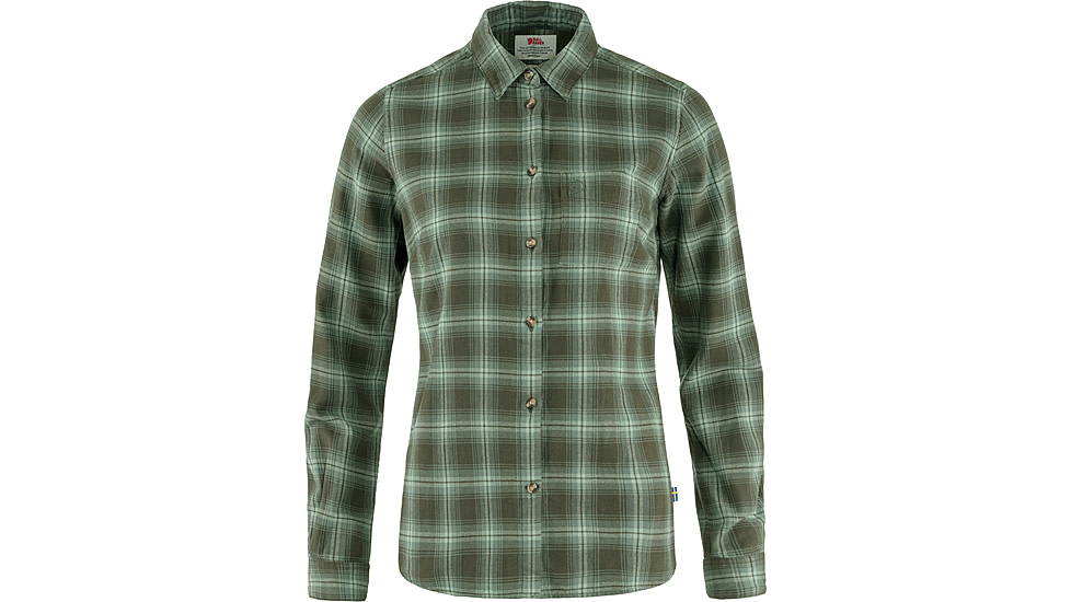 Fjallraven Ovik Flannel Shirt - Womens, Deep Forest-Patina Green, Large, F89833-662-614-L