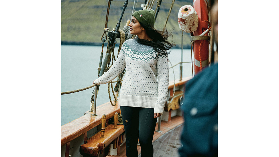 Fjallraven Ovik Knit Sweater - Womens, Chalk White-Flint Grey, Medium, F89941-113-055-M
