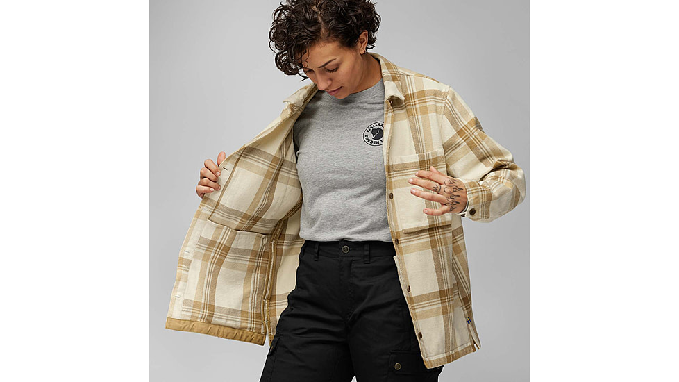 Fjallraven Singi Flannel Overshirt - Womens, Chalk White/Dune Beige, Small, F86986-113-196-S