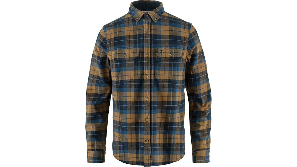 Fjallraven Singi Heavy Flannel Shirt - Mens, Dark Navy/Buckwheat Brown, Medium, F81373-555-232-M