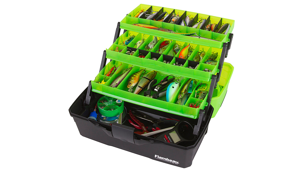 Flambeau 3 Tray Classic Tackle Box, Frost Green/Black, 6383FG
