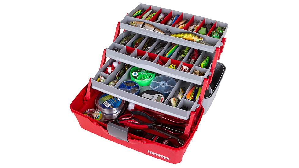 Flambeau 3 Tray Classic Tackle Box, Red/Gray, 6383TB