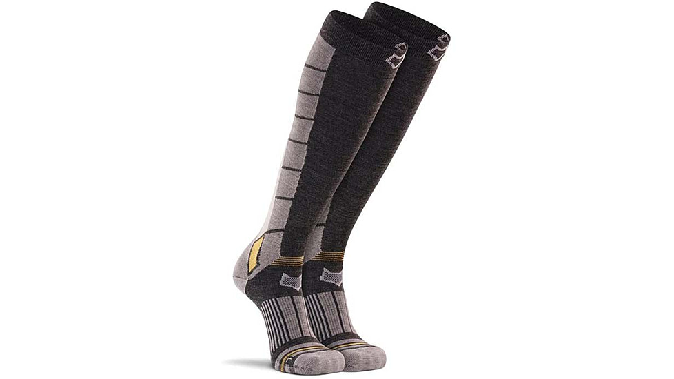 Fox River Grenoble Ultra-Lightweight Over-the-Calf Ski and Snowboard Sock - Men's, Charcoal/Yellow, Medium, 197712
