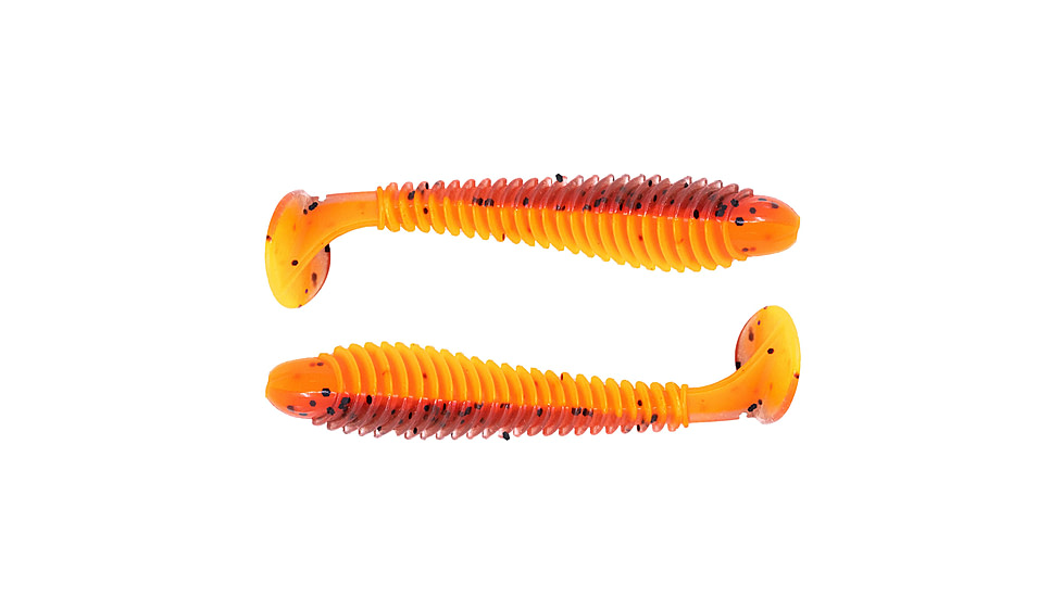 Googan Squad Saucy Swimmer Soft Bait, 7 Pack, 3.8in, Flamin Hot, GSW-38-FLM