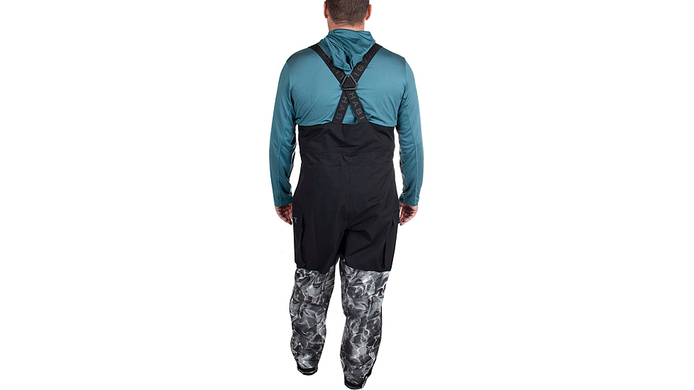 Habit Anglers Bluff Rain Bib, Habit Gray Waves/Black, Medium, RS10033-O-8-6-M-4G5