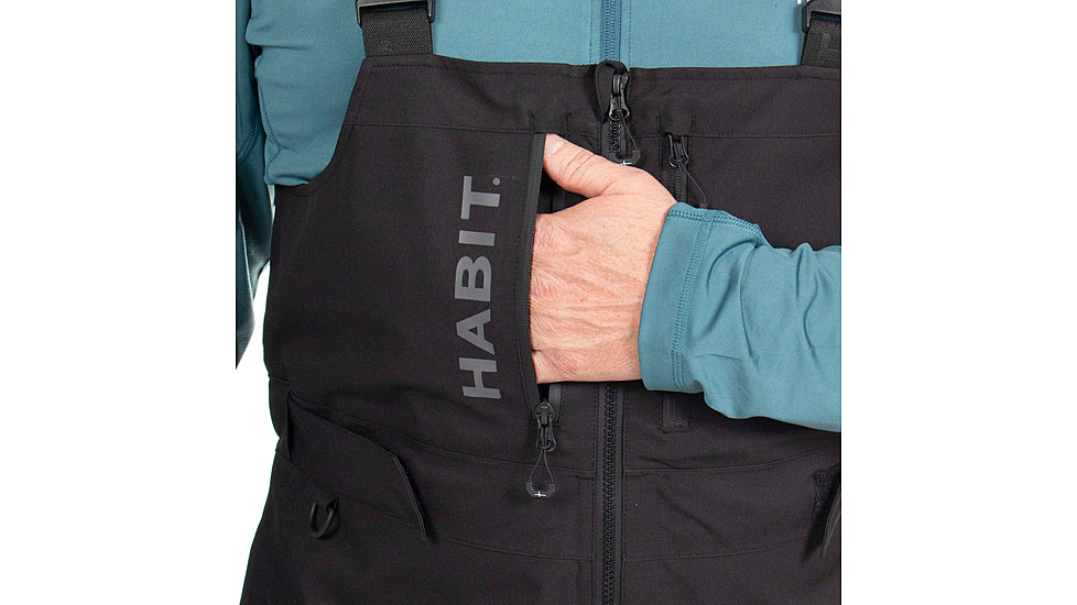 Habit Anglers Bluff Rain Bib, Habit Gray Waves/Black, Medium, RS10033-O-8-6-M-4G5