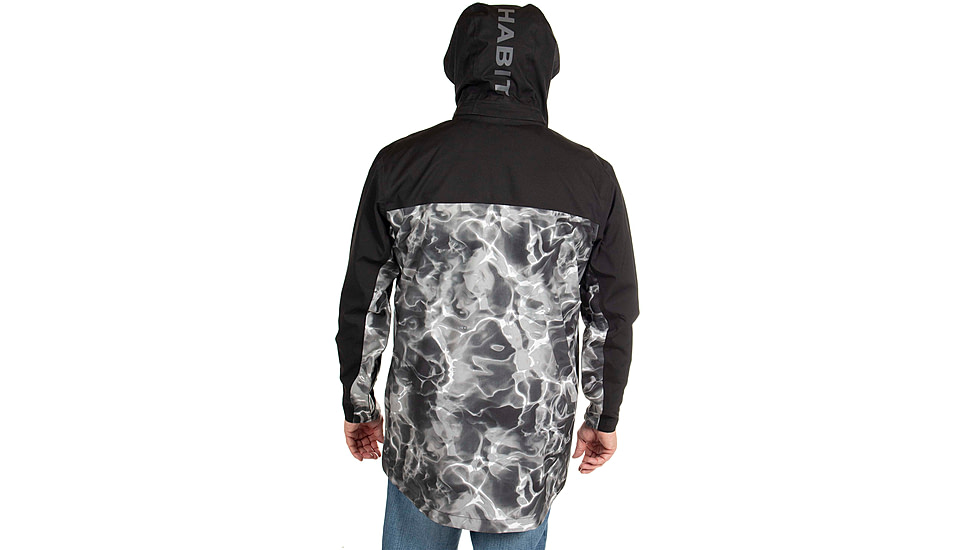 Habit Anglers Bluff Rain Jacket, Habit Gray Waves/Black, Large, RS10032-O-8-6-L-4G5