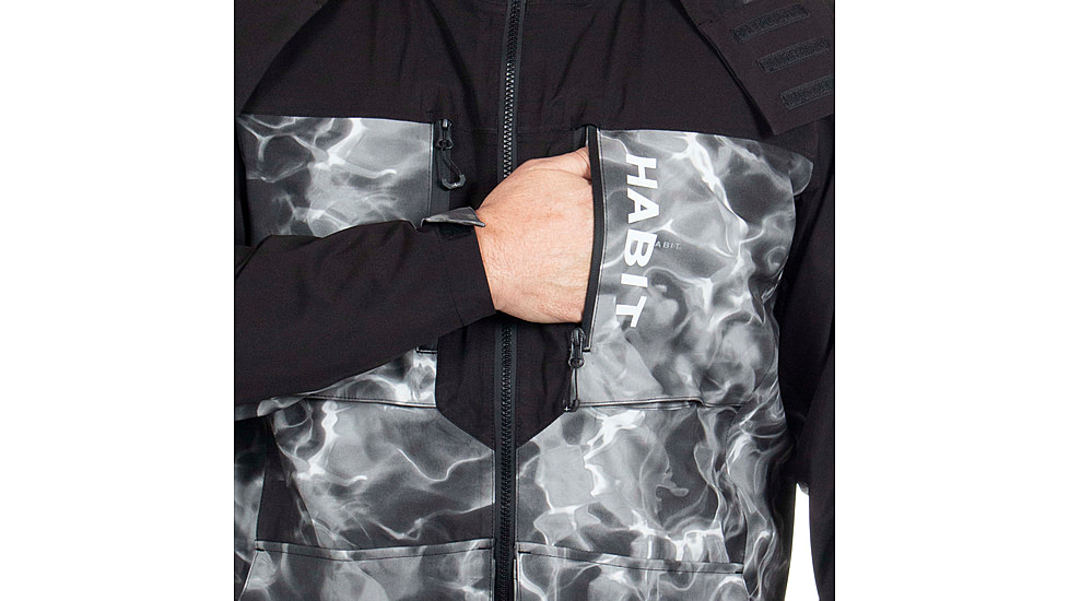 Habit Anglers Bluff Rain Jacket, Habit Gray Waves/Black, Large, RS10032-O-8-6-L-4G5