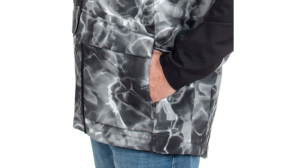 Habit Anglers Bluff Rain Jacket, Habit Gray Waves/Black, Large, RS10032-O-8-6-L-4G5
