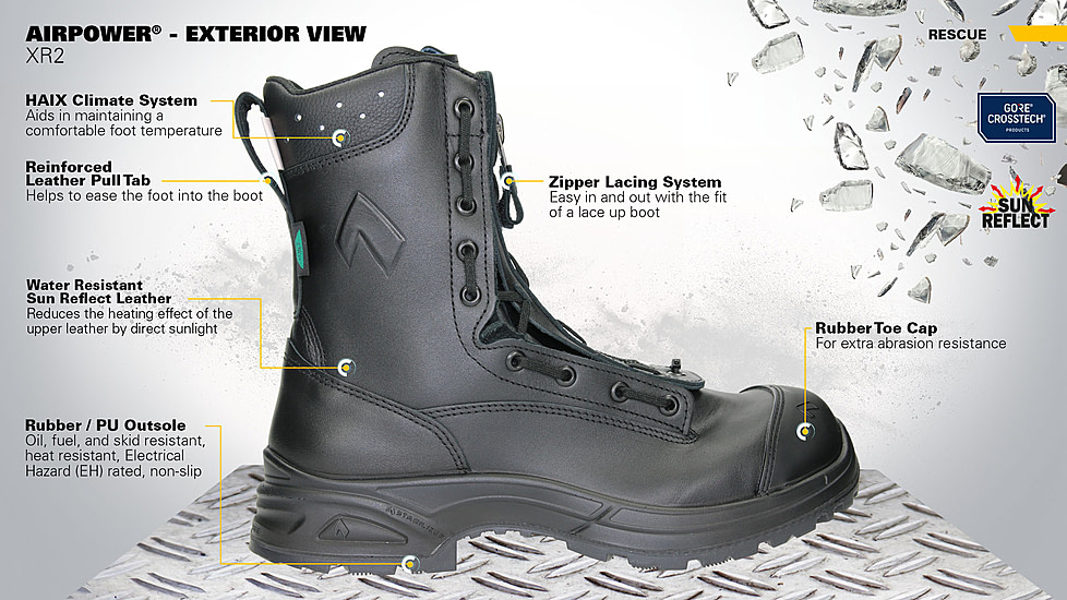 HAIX Mens EMS/Station Airpower XR2 Extra Wide Work Boots, Black, 10 605118XW-10