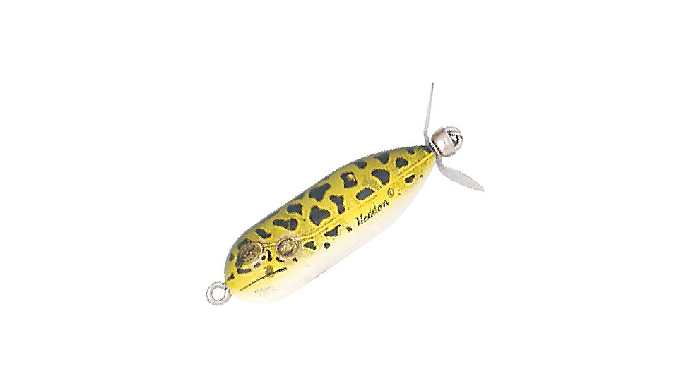 Heddon Baby Torpedo Topwater Prop Bait, 2 1/2in, 3/8 oz, Natural Leopard Frog, X0361NF