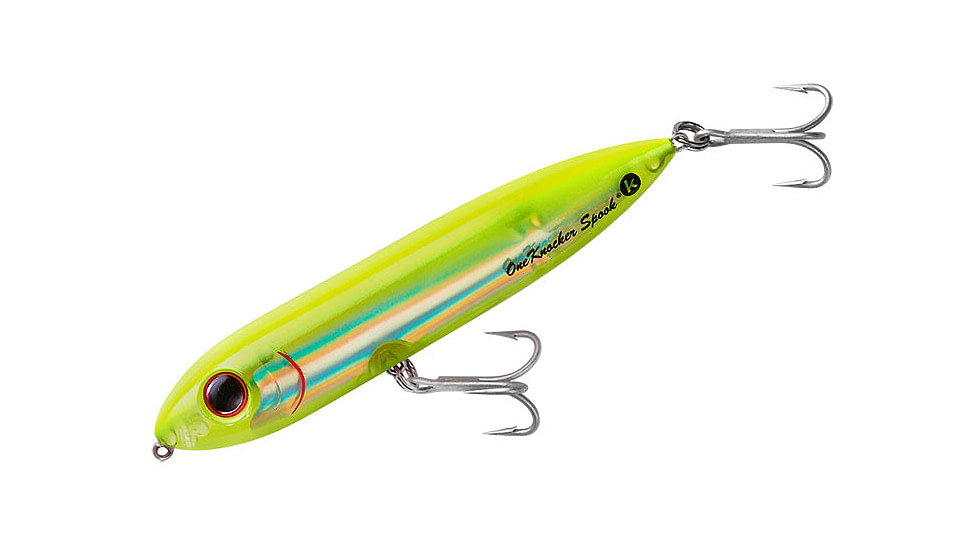 Heddon One Knocker Spook Topwater Bait, 4.5in, 3/4 oz, Chart/Silver Insert, XK925323