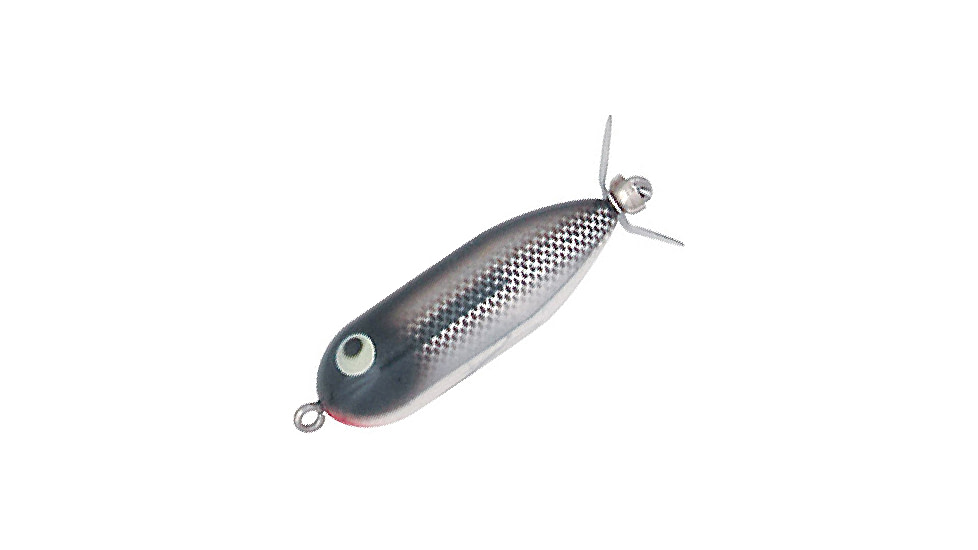 Heddon Tiny Torpedo Topwater Prop Bait, 1-7/8in, 1/4 oz, Black Shiner, X0360NBL