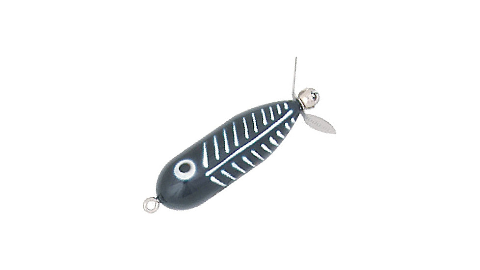 Heddon Tiny Torpedo Topwater Prop Bait, 1-7/8in, 1/4 oz, Black Shore Minnow, X0360XBW