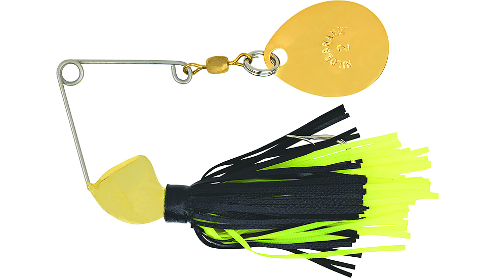 Hildebrandt Spin Dandy Microlite Spinnerbait, Size 2 Hook, Black &amp; Chartreuse, Gold Head With Gold Blade, 1/8oz, ODANG-BLCH