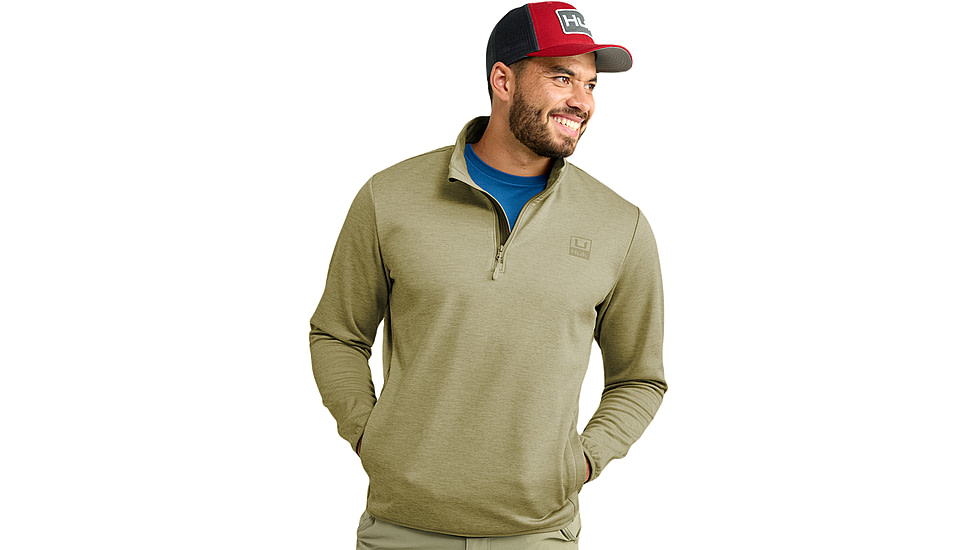 HUK Performance Fishing Cold Front 1/4 Zip Pullover - Mens, Overland Hthr, Medium, H1300098-368-M