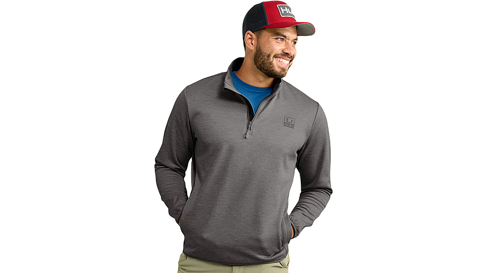 HUK Performance Fishing Cold Front 1/4 Zip Pullover - Mens, Volc Ash Hthr, 2XL, H1300098-015-XXL