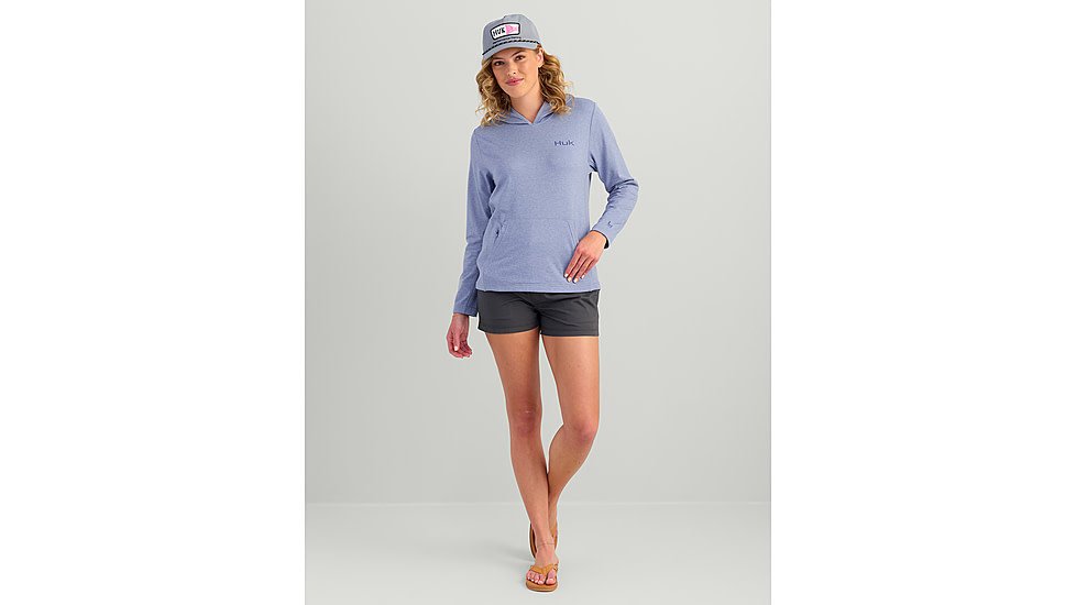 HUK Performance Fishing Coldfront Pullover Hoodie - Womens, Lghtng Sky Hthr, Large, H6130023-463-L