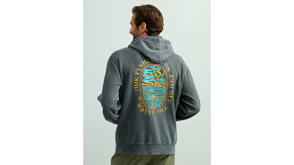 HUK Performance Fishing Cotton Fleece Graphic Hoodie - Mens, Volcanic Ash, 2XL, H1300103-013-XXL