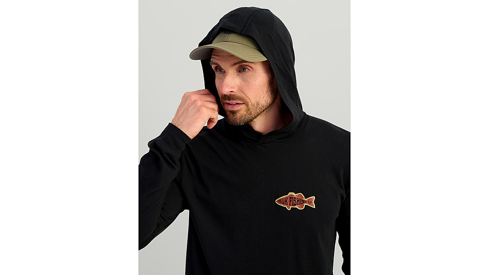 HUK Performance Fishing Huk Bass Apparel Hoodie Tee - Mens, Black, Medium, H1000580-001-M