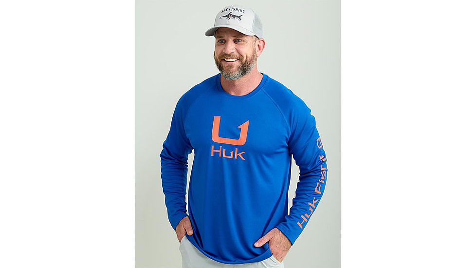 HUK Performance Fishing Huk Icon Crew Long Sleeve Shirt Fresh Salmon XL E13EC917, ATH1200573460L