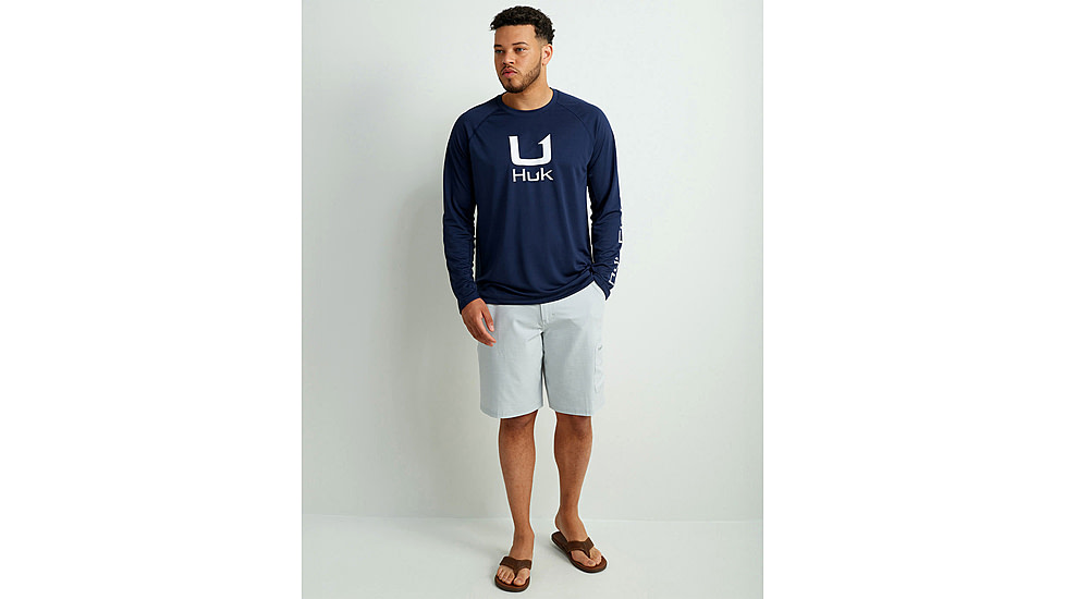 HUK Performance Fishing Huk Icon Crew Long Sleeve Shirt Naval Academy 2XL C98F4773, ATH1200573413M