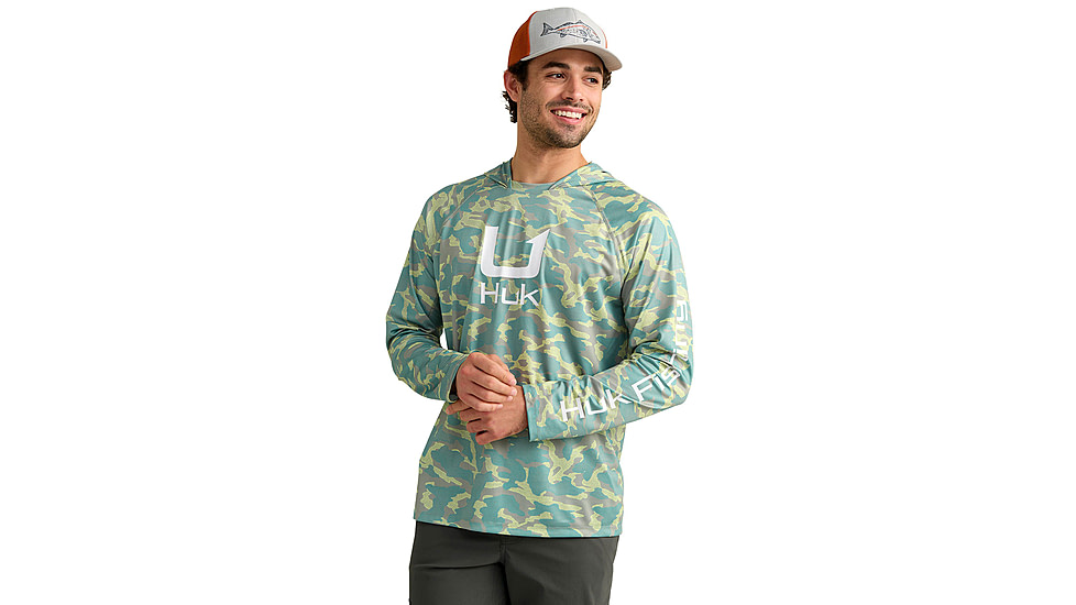 HUK Performance Fishing Icon Printed Long Sleeve Hoodie - Mens