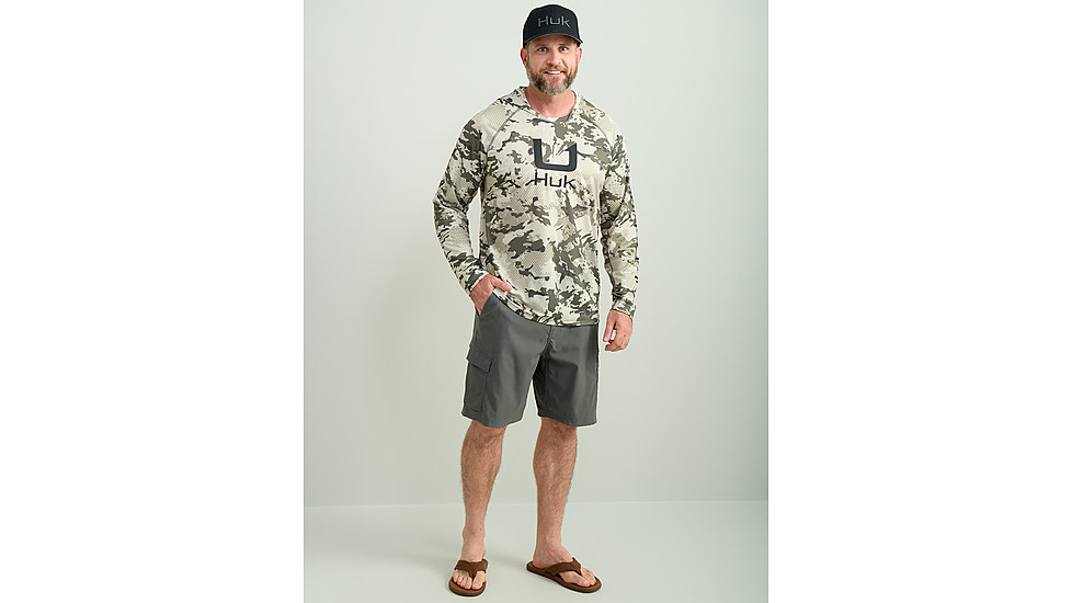 HUK Performance Fishing Icon Kc Printed Hoodie, Moss2, 2XL, H1200585-317-XXL