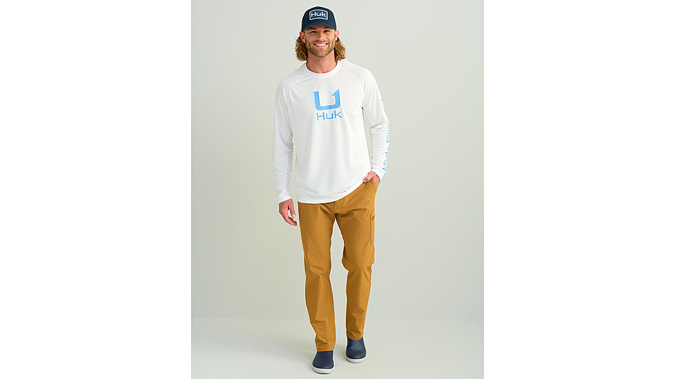 HUK Performance Fishing Icon Long Sleeve Performance Crew - Mens, White, 2XL, H1200573-100-XXL