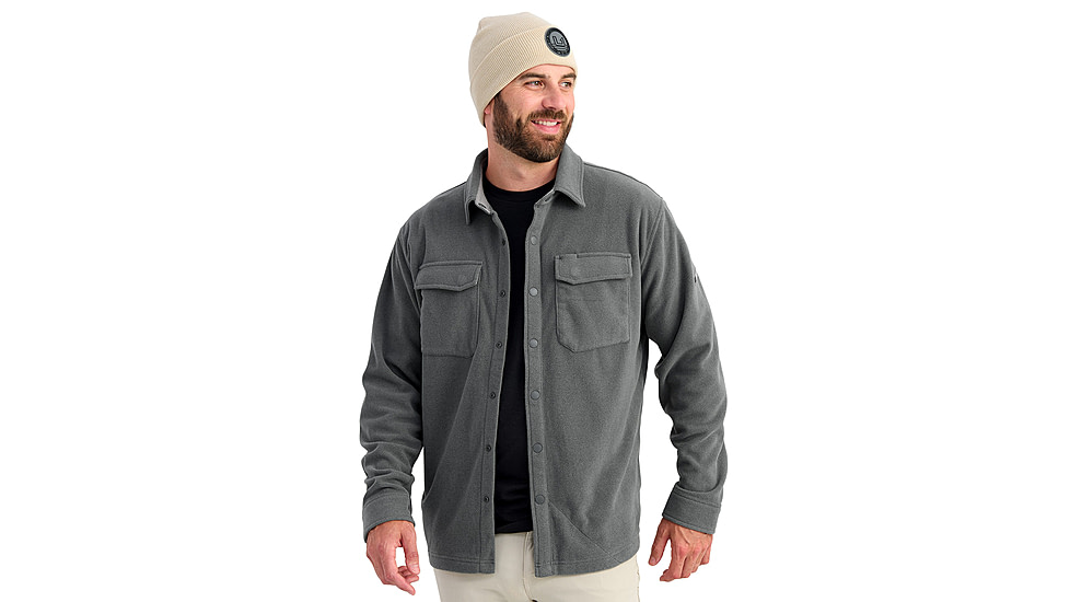 HUK Performance Fishing Jetty Shacket - Mens, Volc Ash Hthr, Small, H1300114-015-S