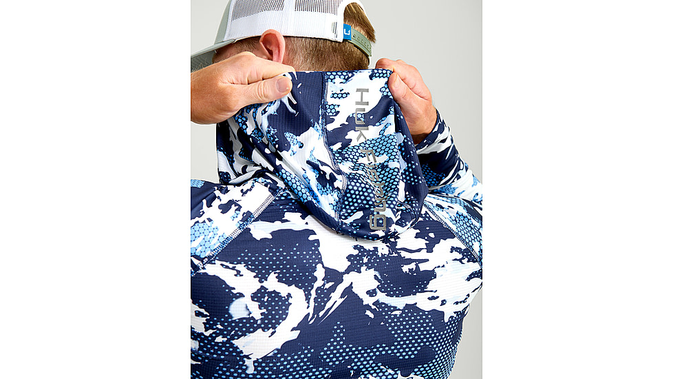 HUK Performance Fishing KC Print Icon Performance Crew - Mens, Marolina Blue, 2XL, H1200585-420-XXL