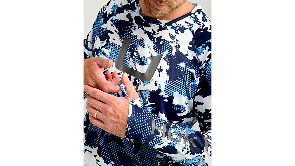 HUK Performance Fishing KC Print Icon Performance Crew - Mens, Marolina Blue, 2XL, H1200585-420-XXL