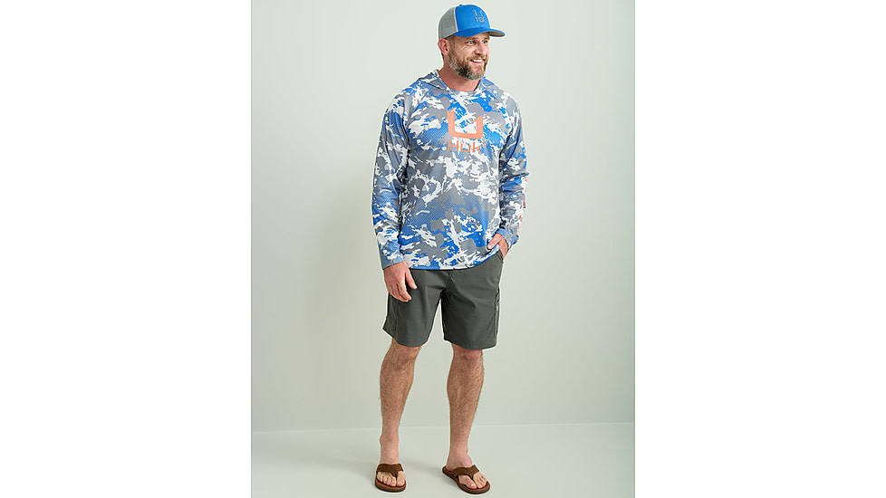 HUK Performance Fishing KC Print Icon Performance Crew - Mens, Night Owl2, Large, H1200585-019-L