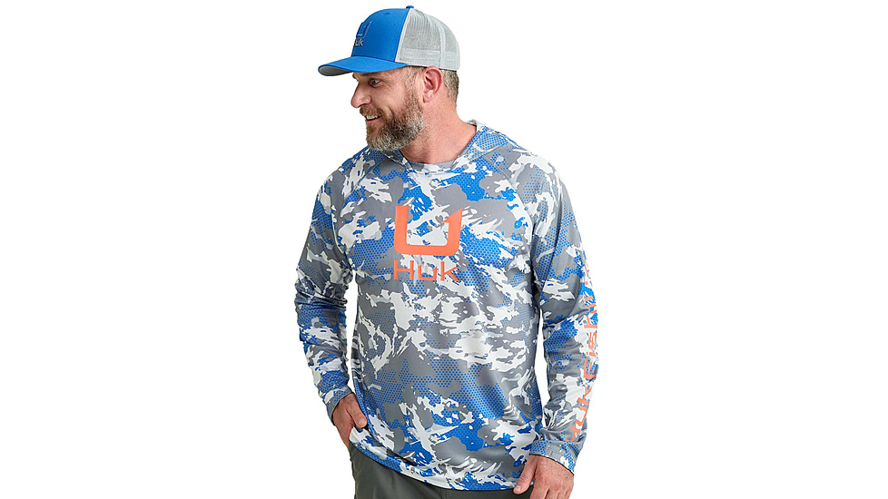 HUK Performance Fishing KC Print Icon Performance Crew - Mens, Night Owl2, Large, H1200585-019-L