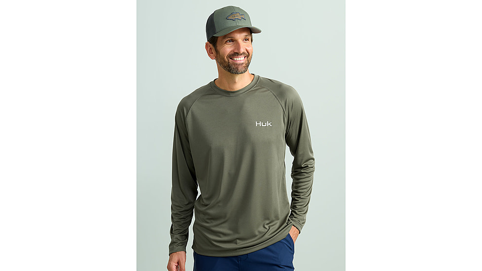 HUK Performance Fishing KC Pursuit Graphic Crew - Mens, Moss, Large, H1200631-316-L