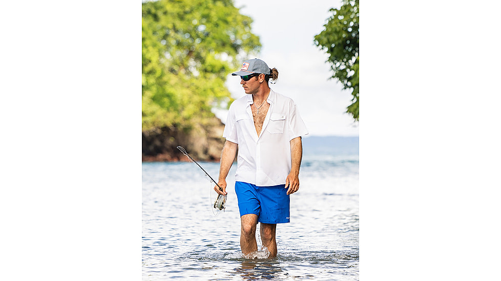 HUK Performance Fishing Tide Point Printed Short Sleeve Shirt - Mens, White, Extra Large, H1500220-100-XL