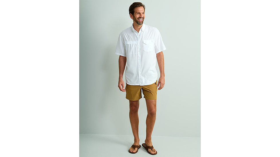 HUK Performance Fishing Tide Point Printed Short Sleeve Shirt - Mens, White, Extra Large, H1500220-100-XL