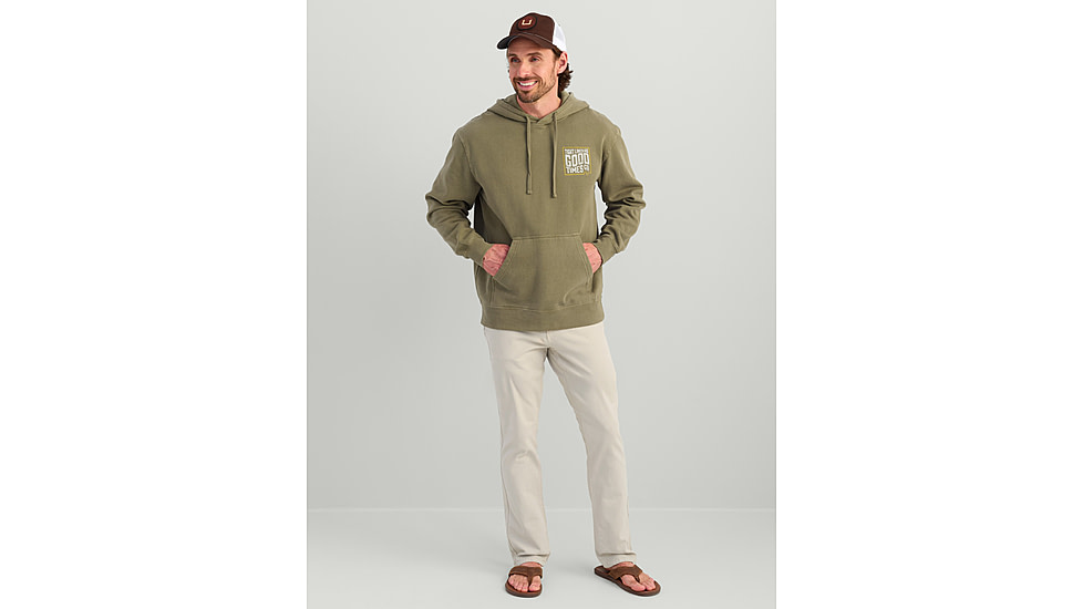 HUK Performance Fishing Tight Lines Cotton Fleece Hoodie - Mens, Moss, Medium, H1300129-316-M