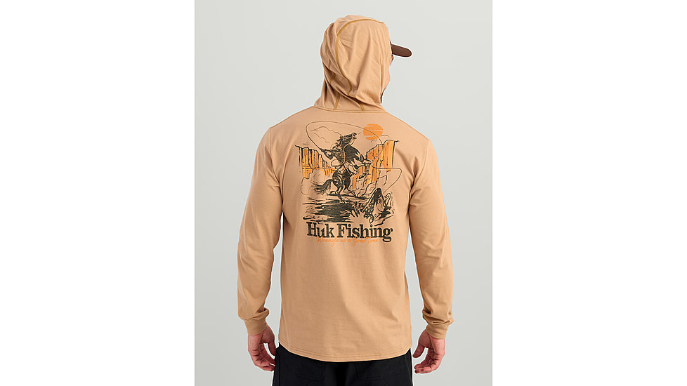 HUK Performance Fishing Trout Wrangle Hoodie Tee - Mens, Marl, Extra Large, H1000581-201-XL