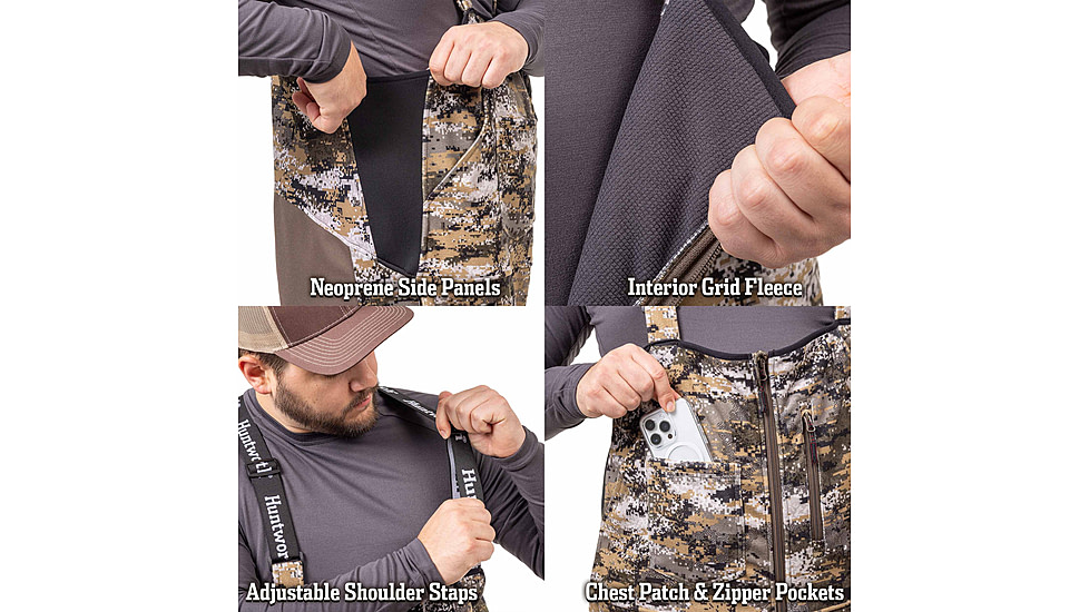 Huntworth Elkins Mid Weight Windproof Soft Shell Bib Overalls - Mens, Disruption, 4XL, E-9610-DC-4XL