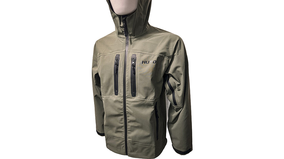 Huto Lifestyle Bone Dry Rain Jacket, Green/Grey, Extra Large, BNERN-JCKT-GRYGRN-XL