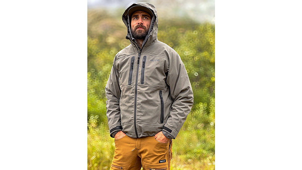 Huto Lifestyle Bone Dry Rain Jacket, Green/Grey, Extra Large, BNERN-JCKT-GRYGRN-XL