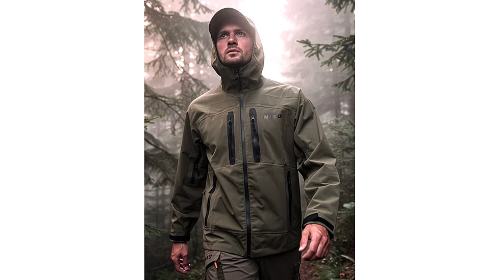 Huto Lifestyle Bone Dry Rain Jacket, Green/Grey, Large, BNERN-JCKT-GRYGRN-L