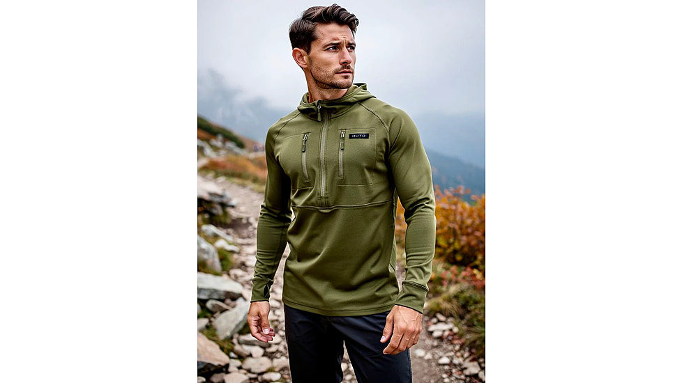Huto Lifestyle Synthetic Mid-Weight Hoodie/Base Layer, Army Green, Extra Large, SYNTC-WGHT-HDIE-ARMGRN-XL