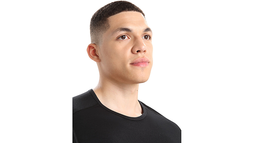 Icebreaker 200 Oasis Short Sleeve Crewe Thermal Top - Mens, Black, Medium, IB104509001M